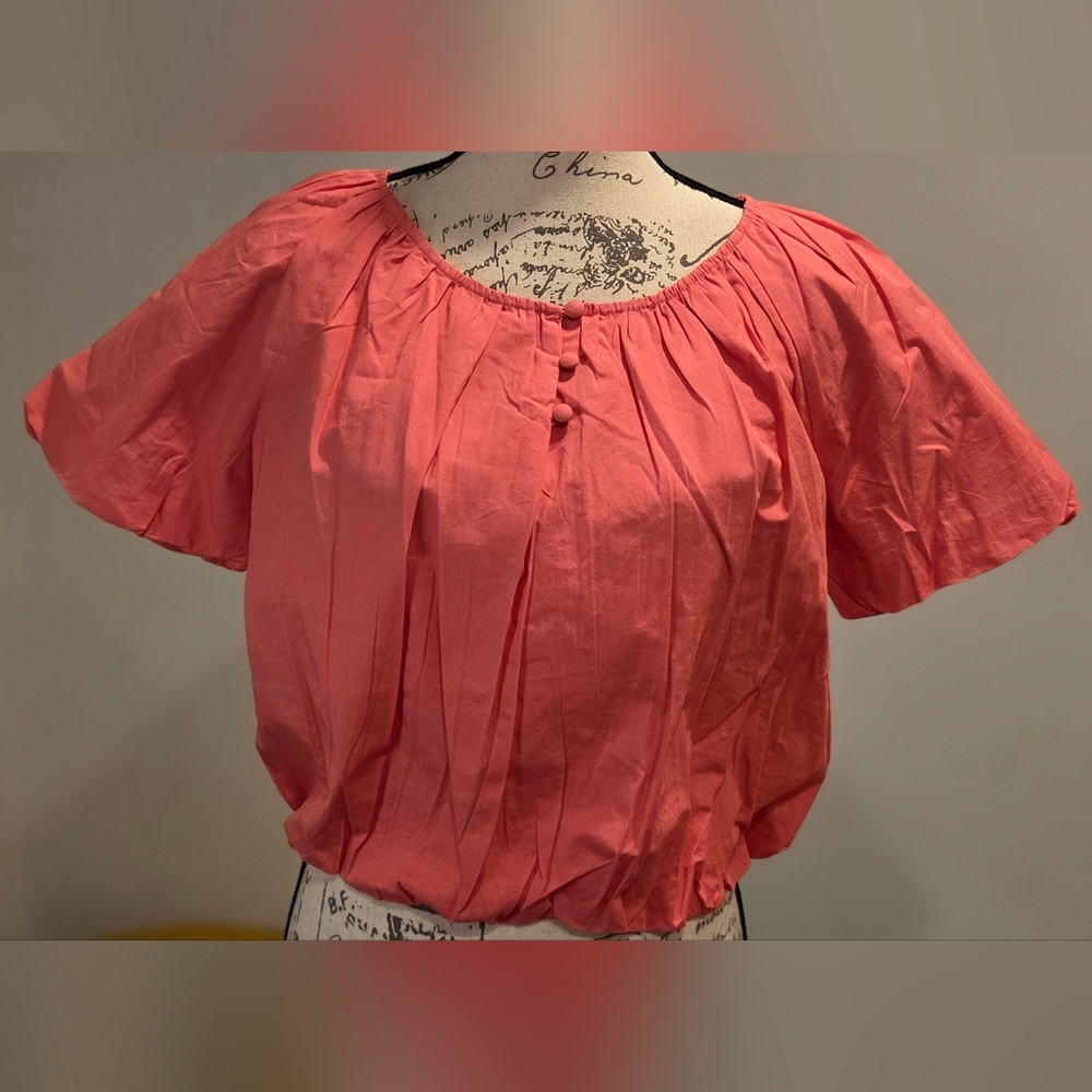 Anthropologie Pink Blouse with Chic Design,SizeS.